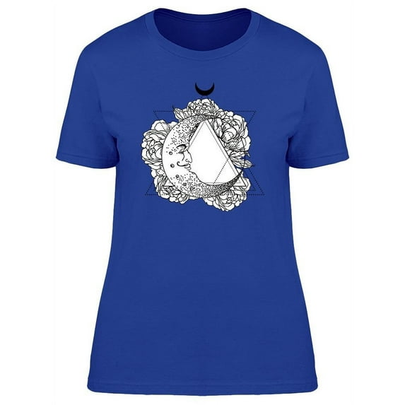 Face Moon Over Geometry Design T-Shirt Women -Image by Shutterstock, Female Small
