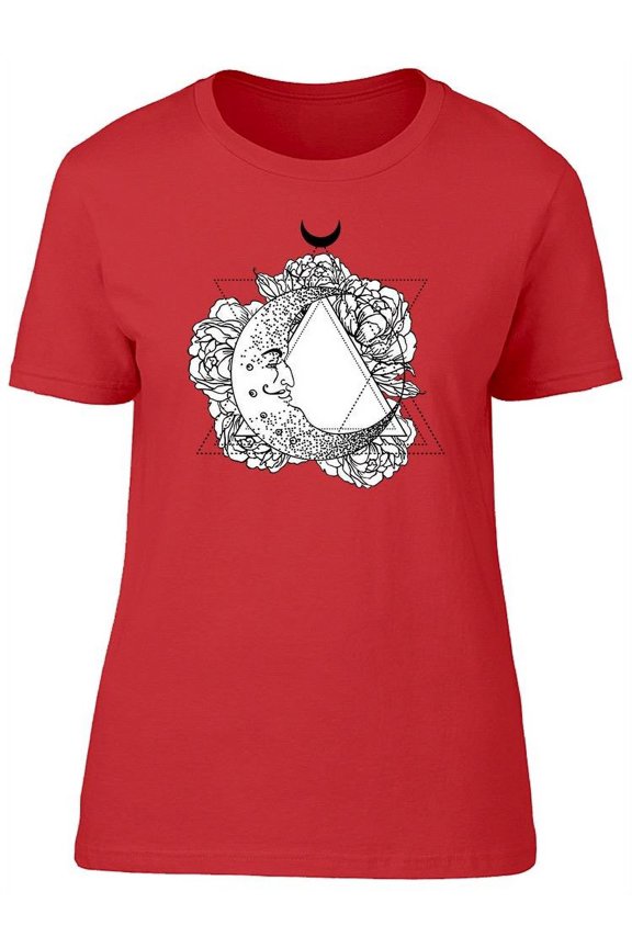 Face Moon Over Geometry Design T-Shirt Women -Image by Shutterstock, Female x-Large