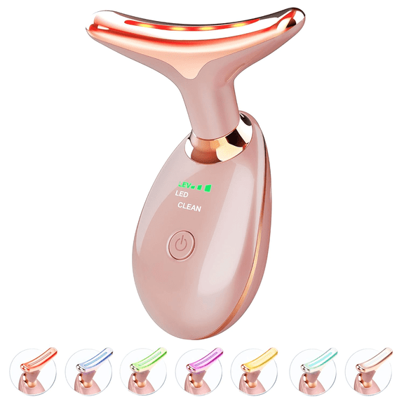 Face-Neck-Massager - 7 Color Portable Facial Massager for Skin Care, Rose Gold
