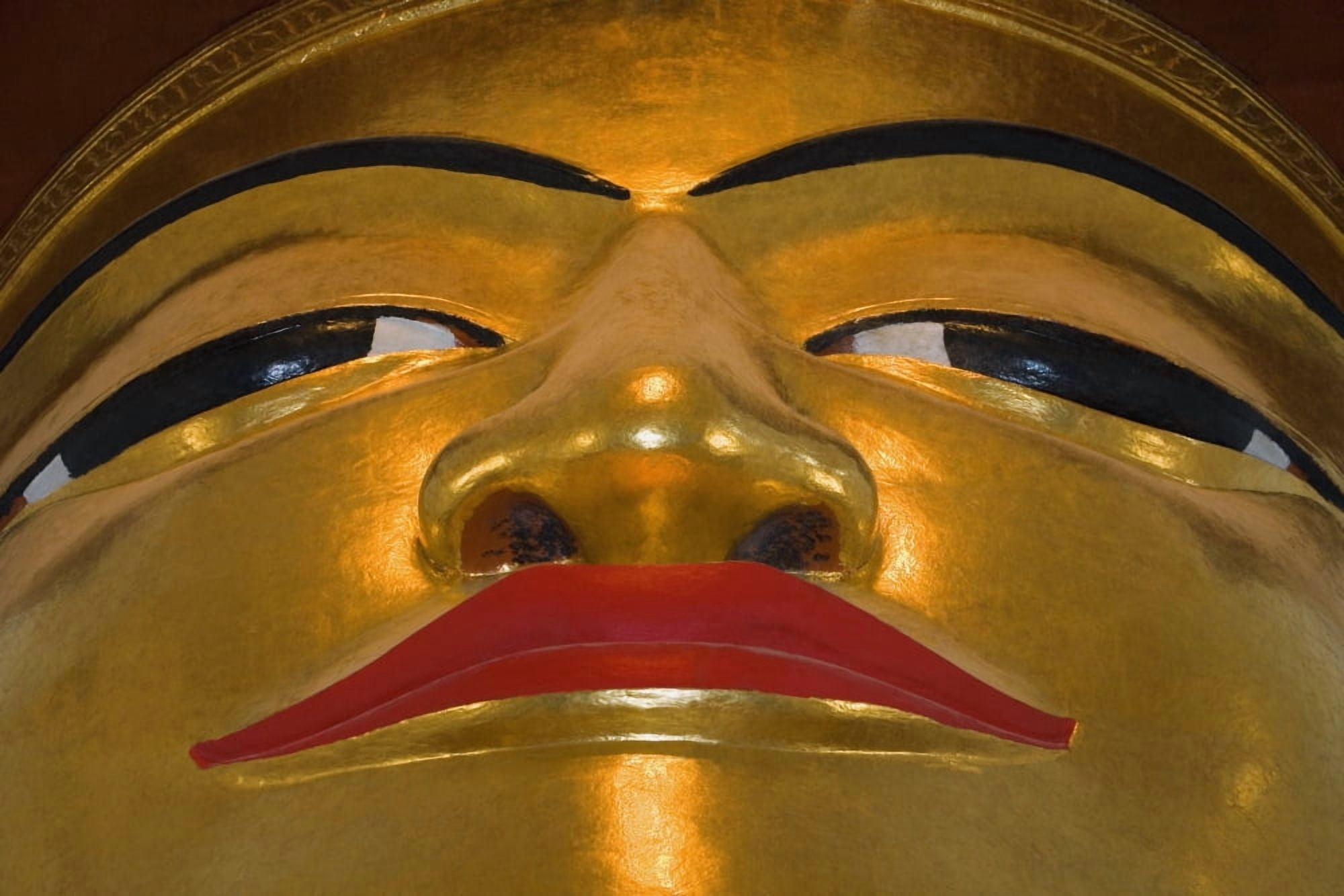Face Of Golden Buddha In Bagan Temple Myanmar (Burma) Canvas Art - Carson Ganci Design Pics (17 x 11)