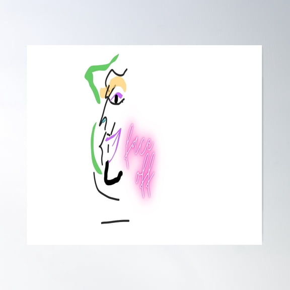 Face Off -1 Face White And Pink Background Abstract Art Design -Dancer Poster Wall Art, Modern Wall Decor For Living Room Bedroom, 16x24 UNFRAMED