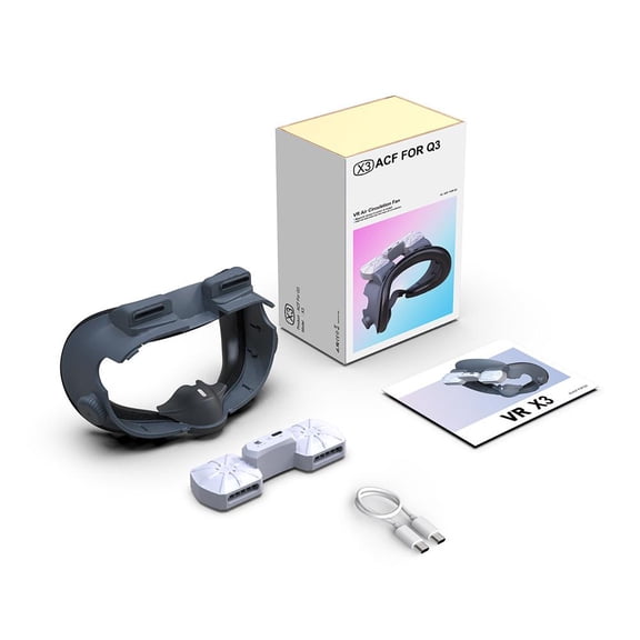 Face Pad Cover for VR Headset with Cooling Function, Adjustable Pulsators and Dual Fans, Suitable for Meta Quest 3 Users Wearing Glasses