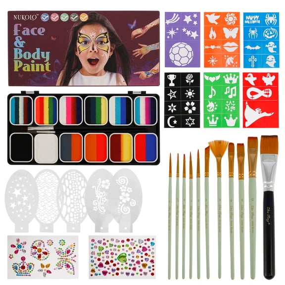 Face Paint 12 Split Cake Palettes Face Painting Kit Easy to Clean Environmental Water Activated Face Paint Kit Colorful Face Paint for Party Halloween Christmas