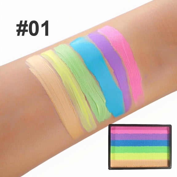 Face Paint Kit,Body Paint,Rainbow Split Cake Face Paint Palette, Water Activated Face and Body Paint with 6 Color Neon Pastel Blend for Halloween Makeup(A 25g/0.88oz)
