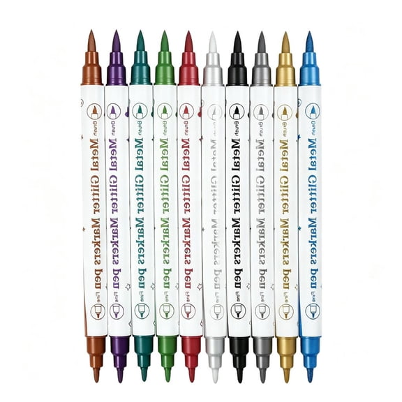 Face Paint Markers Body Art 2 Tip Pens, 10 Color Set, Brush Nib, Fine Point, Festival Makeup Tools, Skin Drawing Supplie