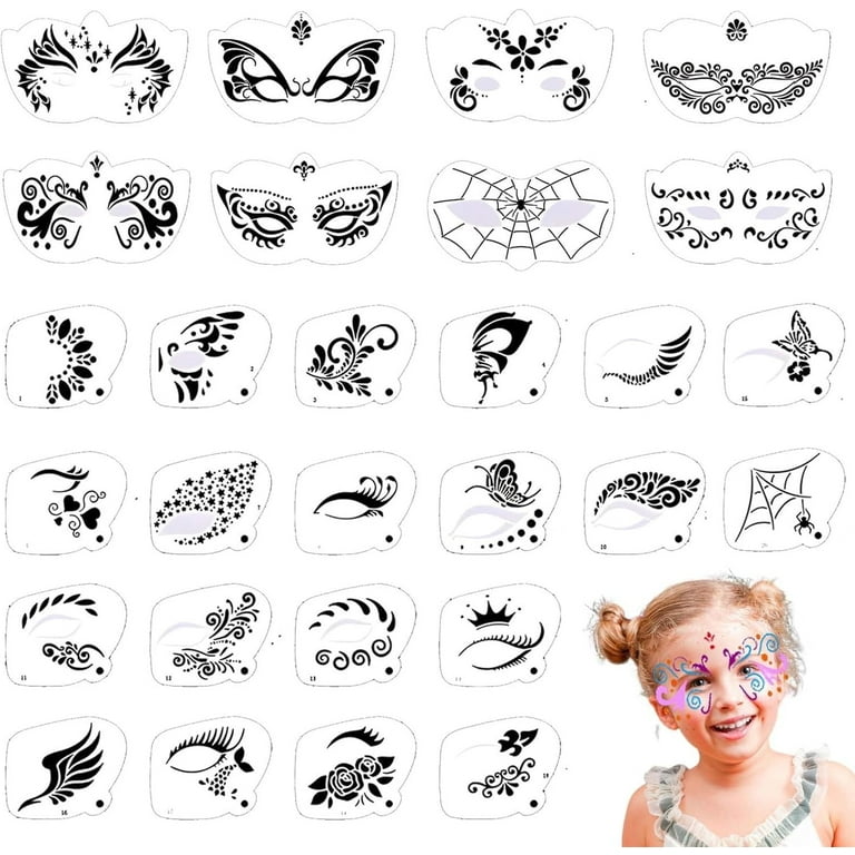 Face Paint Stencils Kits,Happon 28 Pcs Face Painting Stencils, Reusable Face Tattoo Painting Templates,Body Makeup Painting Templates for Kids Face Painting Holiday Party - Walmart.com face-paint-stencils-kits-happon-28-pcs-face-painting-stencils-reusable-face-tattoo-painting-templates-body-makeup-painting-templates-for-kids-face-painting-holiday-party-walmart-com