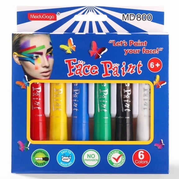 MeiduGaga 6-pack Face Paint Sticks, Washable Body Paint for Cosplay Party Halloween