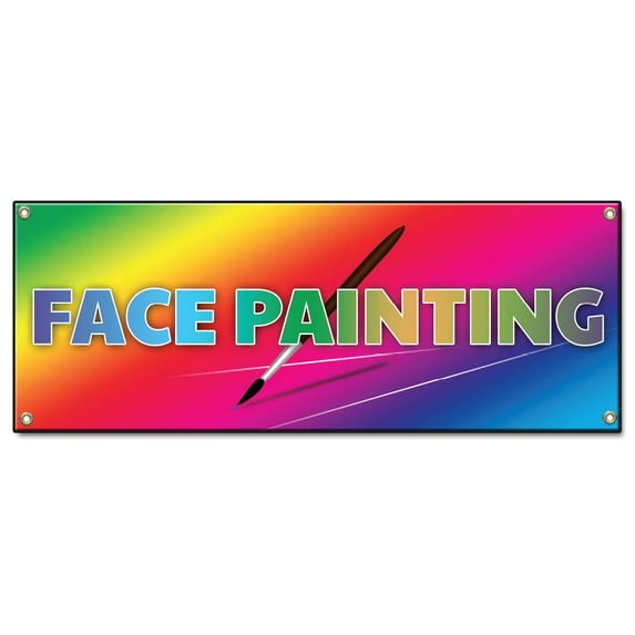 Face Painting | 18" X 48" Banner | Heavy Duty 13oz. Outdoor Vinyl Single Sided With Grommets | Made in The USA