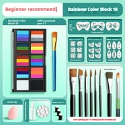 Face Painting Kit for For Kids Party Non-Toxic One Stroke Rainbow Face & Body Painting Kit with Grids,6Paint Pen,Makeup Brush,Concealer Pen,Paint Template for Halloween Party Costume SFX Makeup