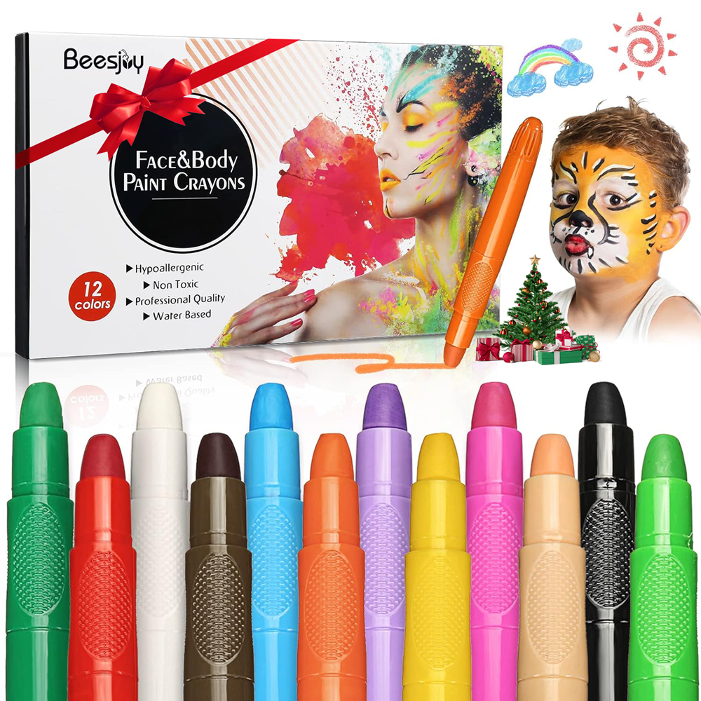 Face Painting Kit 12 Colors Glow Face Paint Sticks Christmas