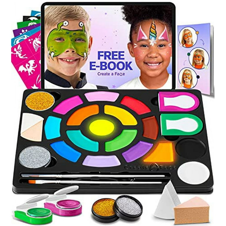 Face Painting Kit for Kids 16 Colors 32PCS Kids Face Paint Kit, Brushes  Sponges, Glitters, Brushes, Halloween Makeup Kit Professional Face Paint  Kids