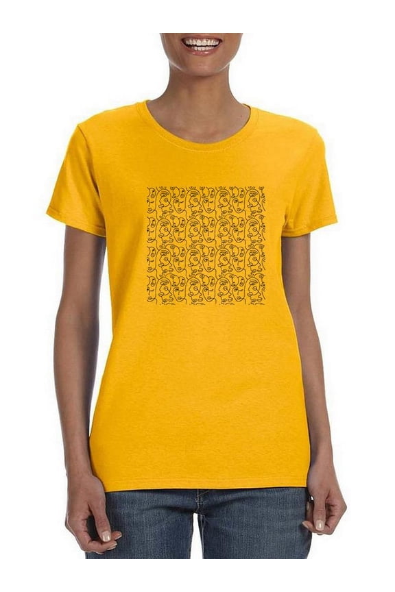 Face Pattern T-Shirt Women -Smartprints Designs, Female Large