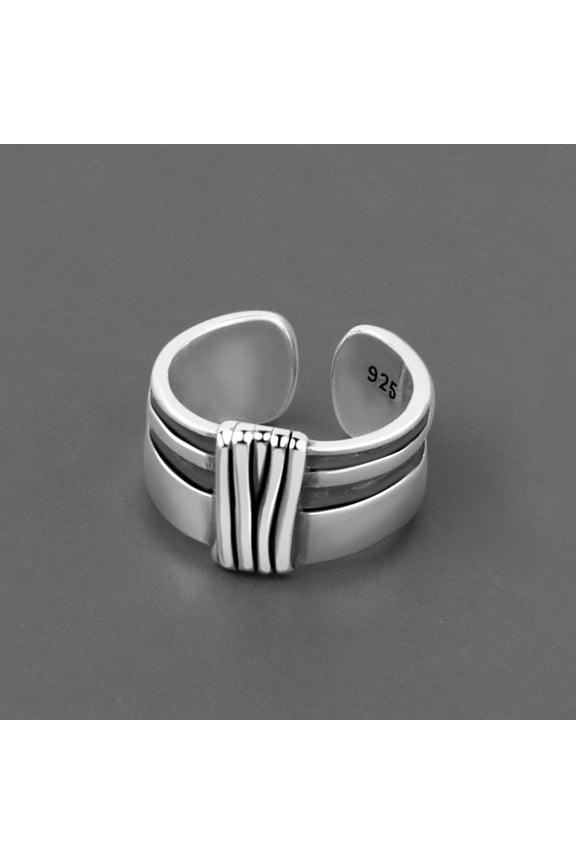 Womens Vintage Ring Adjustable Copper Ring Thai Silver Plated Geometric Ring Trendy Fashion Jewelry Ring Women
