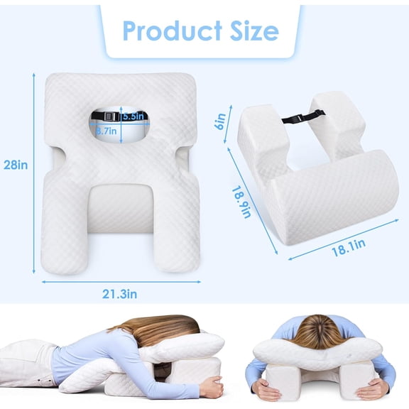 Face Down Pillow After Eye Surgery Recovery, Adjustable Prone Massage Pillow Face Down for Sleeping & Stomach Sleepers, BBL Pillows for Bed with Removable Cover