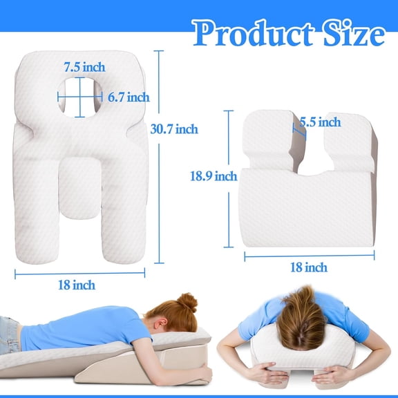 Face Down Pillow, Face Down Pillow After Eye Surgery, BBL Pillows After Surgery Stomach Sleeping Pillowing, Home Massage Pillows Facing Down with Shredded Memory Foam and Removable Cover