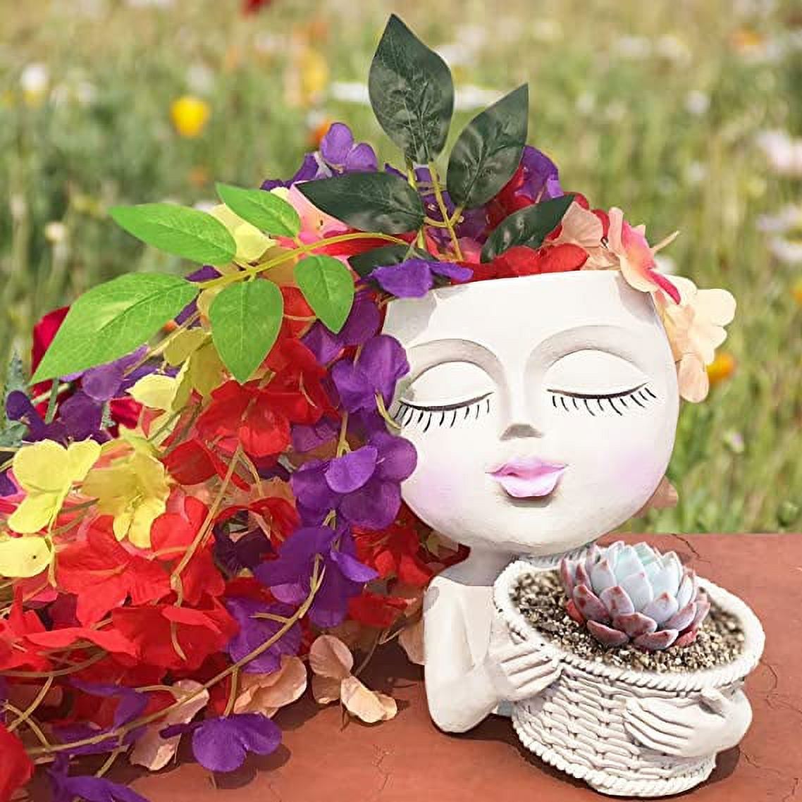 Face Planters Pots Head Planter for Indoor Plants, Double Heads