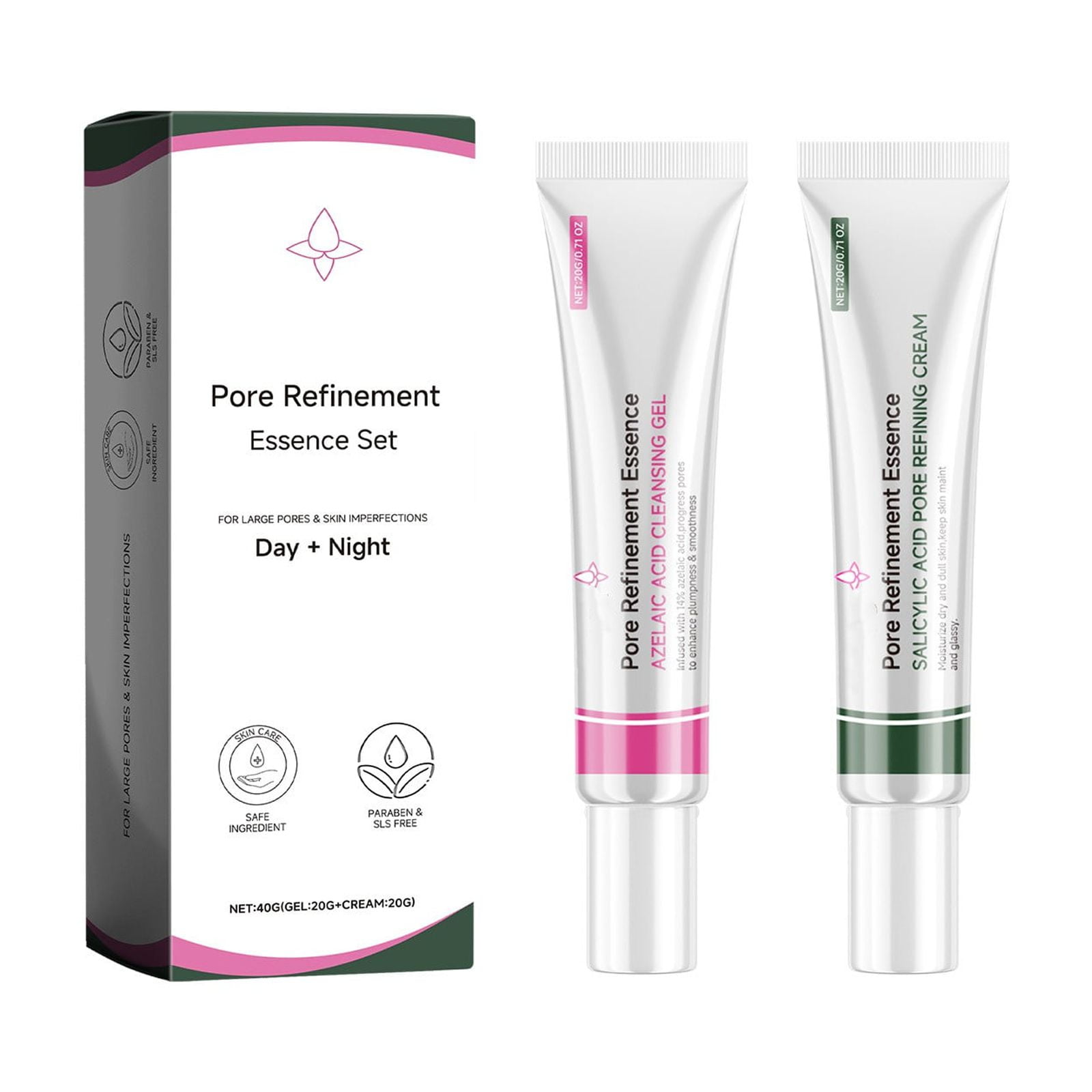 Face Pore Refinement Essence Set Azelaic Acid Cleansing Gel & Salicylic