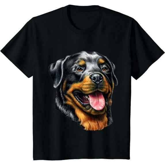 Face Portrait Watercolor Painting Rott Cool Dog Rottweiler T-Shirt