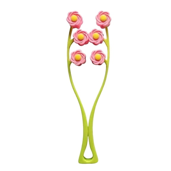 Face Roller,6-Flower Shaped Face Massager Roller,V-Shaped FaceMassager Double Clips for Facial,Leg & Arm Massager,Comfortable Handle & ABS Material - Pink