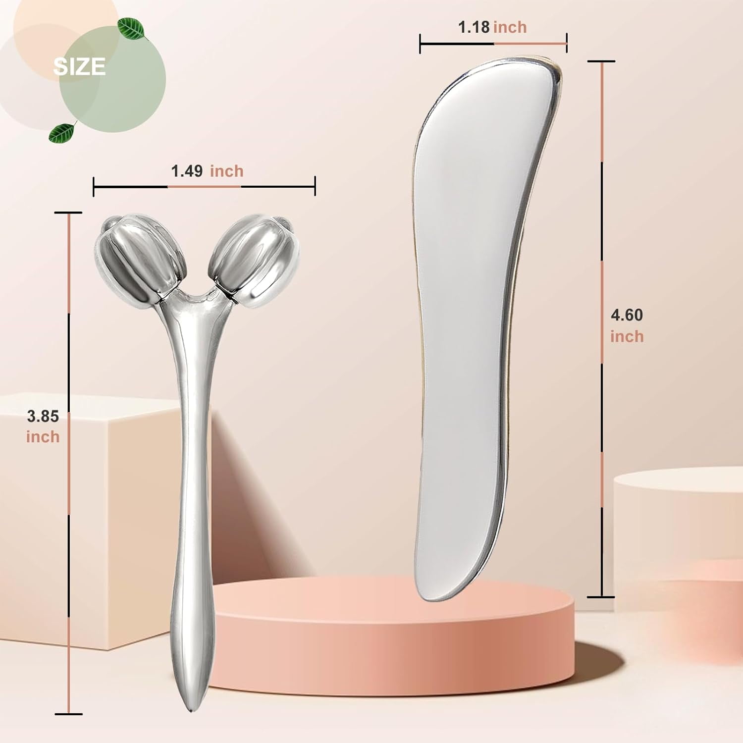 Face Roller Guasha Tool for Face, Facial Roller Massager Reduce Wrinkles in Neck Eyes, Stainless Steel Guasha Set for Face Body Massager Chin Lift Skin Tightening (Silver SType)