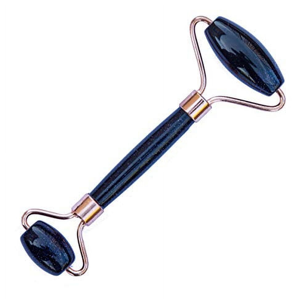 Face Roller Massager - Real Crystals and Gemstones - Massaging Tools for Face, Eyes, Chin, Neck and Anti-Aging - Gua Sha Alternative (Blue Goldstone)