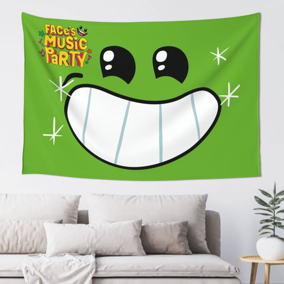 Face'S Music Party Tapestry Wall Hanging Home Decoration Wall Blanket Dormitory Living Room Bedroom Backdrop Poster( 60x40inch)