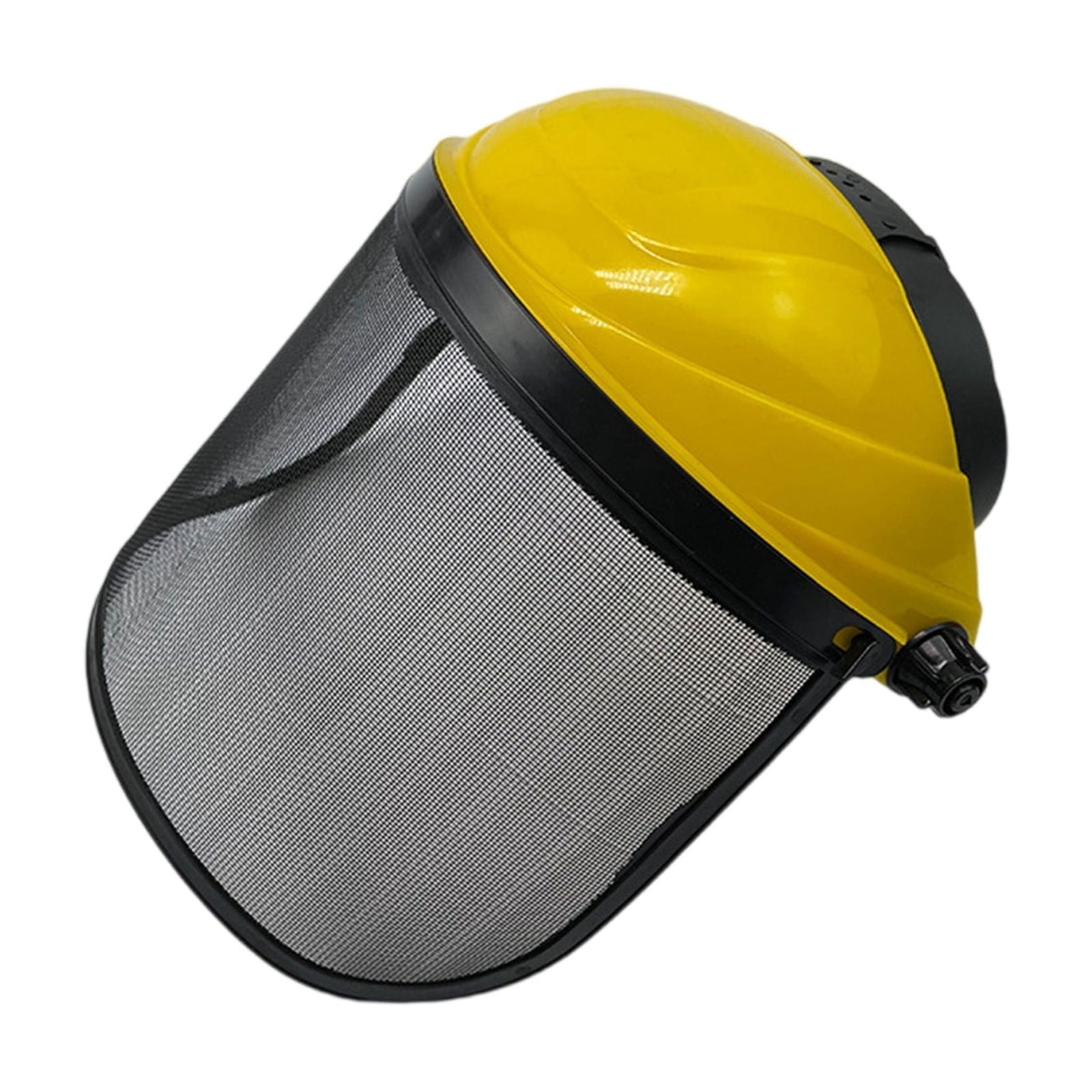 Face Safety Helmet with Wire Mesh Mask Yellow, Protective Face for Chainsaw Trimming Weed Eater Landscaping Work Single Pack