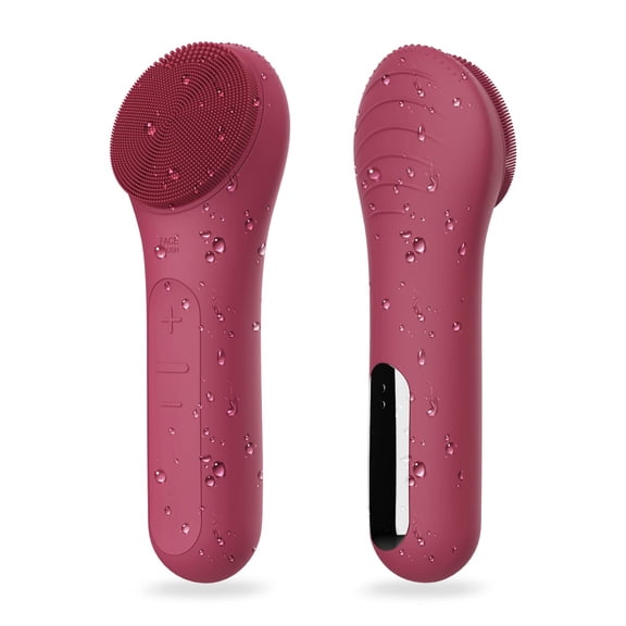 Face Scrubber, CLIE Facial Cleansing Brush, Waterproof and Rechargeable Face Scrub Brush for Men & Women, Cleansing, Exfoliating and Massaging, Electric Face Wash Brush - Berry