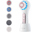 thumbnail image 1 of Sissinoceros Electric Face Scrubber Exfoliator, Rechargeable IPX7 Waterproof with 5 Brush Heads - White, 1 of 7