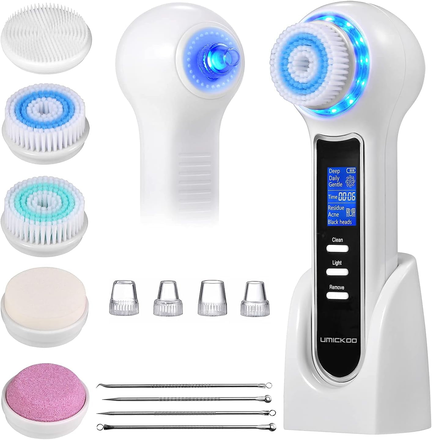 Face Scrubber Exfoliator,Facial Cleansing Brush Waterproof with LCD Screen,Blackhead Remover
