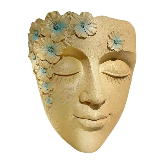 Face Shape Wall Planter Elegant Resin Wall-Mounted Head Pot with Drainage Hole Unique Small Vase Holder for Flower,Succulents Yellow