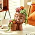 thumbnail image 1 of Face Shaped Planter, Resin Human Head Flower Pot with Attached Mini Pot, Unique Succulent Cactus Planter for Tabletop Balcony Window Sill, Decorative Indoor Plant Container Home Office Decor, 1 of 7