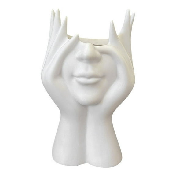 Face Shaped Vase for Unique Sculptural Flower Pot Centerpiece Room Table and Entrance Display