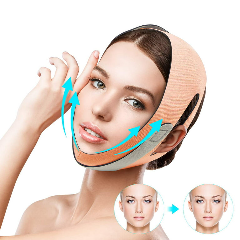 Face Slimming Strap, Pain-Free Face Shaper Band, V-Line Face Lifting Bandage,  Eliminates Sagging Skin Lifting Firming Anti Aging Face Shaper-Light Orange  