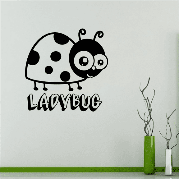 Face Smile Ladybug Ladybugs Lady Bug Bugs Cute Animal Insect Vinyl Design Wall Sticker Art Decal Boy Girl Kid Room Bedroom Nursery Kinder Playroom Home Decor Stickers Decoration Size (20x20 inch)