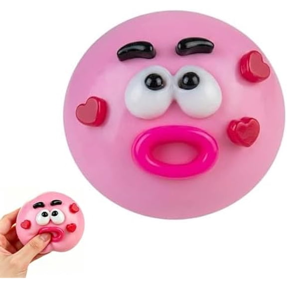 Face Squishy Stress Balls - Curiosities Dog Face Swap Squishy Soft Moldable Cute Slow Rise Relaxing Sensory Fidget Relief Anxiety Stress Fun Desk Accessory for Adults (Pink)