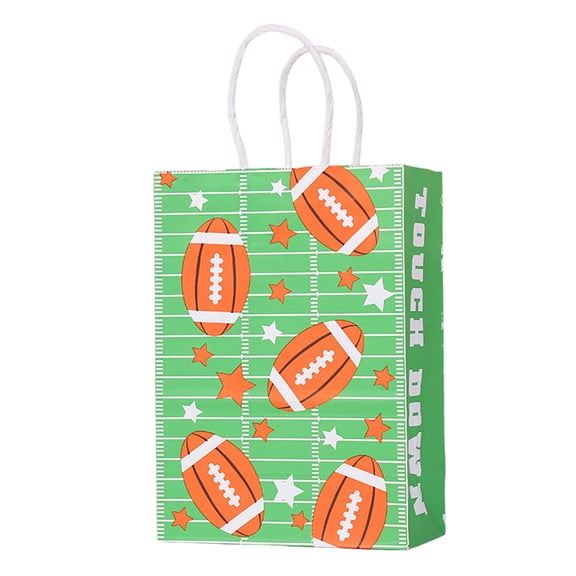 Face & Storage Bags National Football Party Bags 9 Pack - Goodie Bags 9 PCS Birthday Party Present Bag Rugby Candy Popcorn Kraft Bags with Handles for Retail Shopping, Green