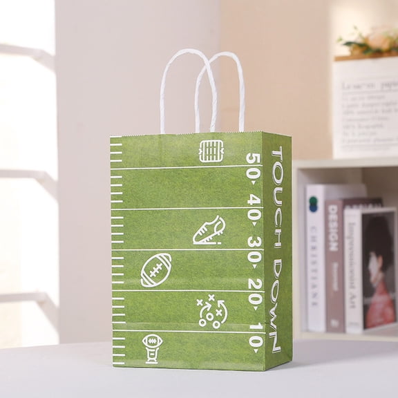 Face & Storage Bags National Football Party Bags 9 Pack for Birthday and Party Kraft Paper Bags with Handles, Army Green