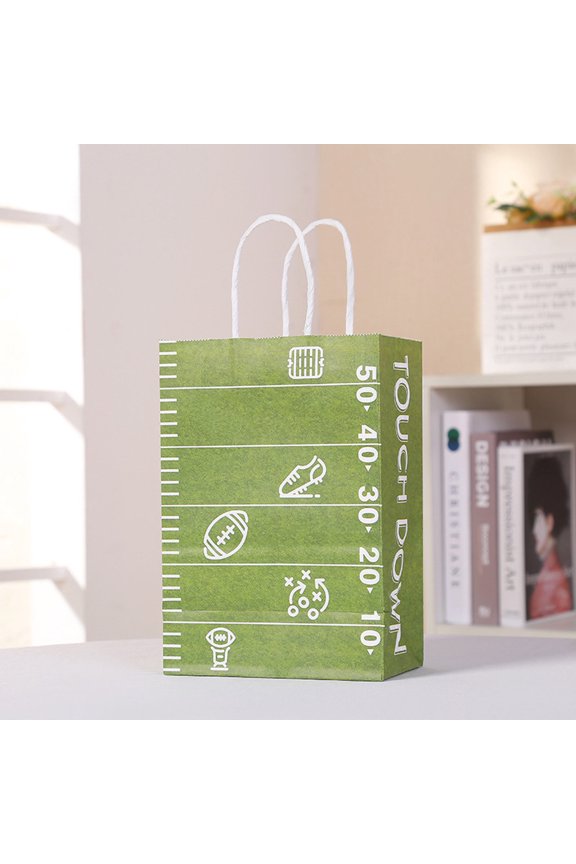 Face & Storage Bags Party Theme Kraft Bags for National Football Celebration 9 Pack Shoppers with Handles Ideal Bags for Birthdays Events and Retail Packing, Army Green