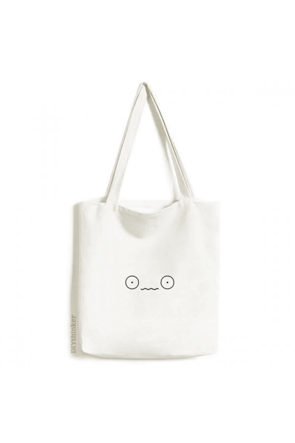 Face Surprised And Afraid Expression Tote Canvas Bag Shopping Satchel Casual Handbag