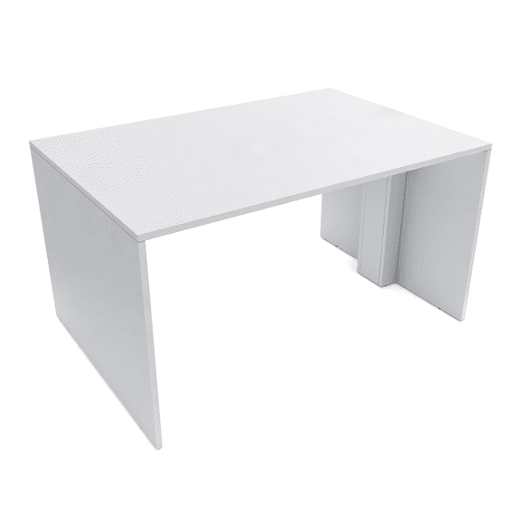 Counter Height Collaboration Table | 4 Person Face-to-Face Team Desk | 48 x 66 Inch Commercial Office Desk | Extra Wide Laminate Worksurface | Classic White