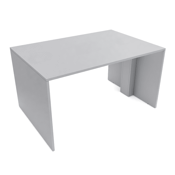Counter Height Collaboration Table | 4 Person Face-to-Face Team Desk | 48 x 72 Inch Commercial Office Desk | Extra Wide Laminate Worksurface | Fog Gray