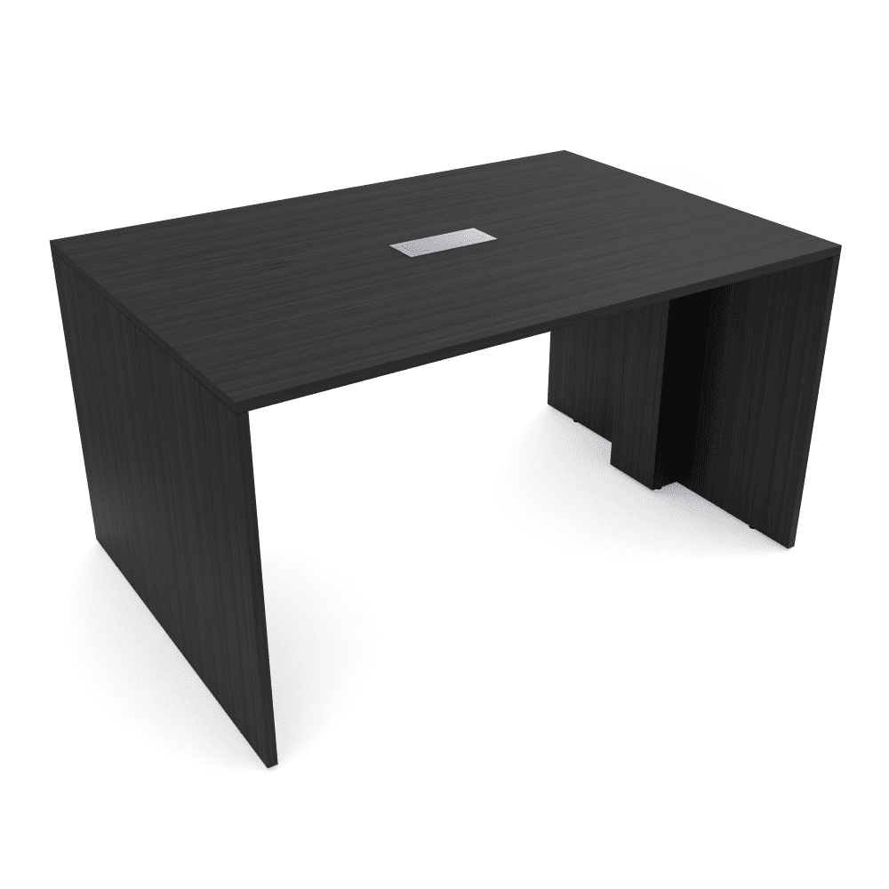 Counter Height Collaboration Table | 4 Person Face-to-Face Desk | 48 x 72 Inch Commercial Office Desk with Power & Data Modules - Asian Night And Silver