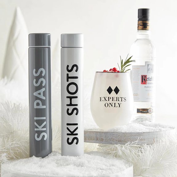 Face To Face Stainless Steel Flask - Ski Pass - Gray