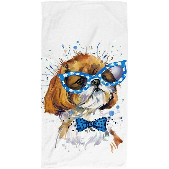 Face Towel Hand Cloth Terry Towels Washcloth Cute Dog Watercolor Bath Decor,for Hotel-Spa-Kitchen Multi-Purpose,Soft,Quick-Dry 30 X 15&nbsp;inch