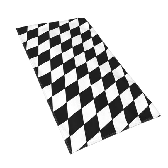 Face Towel Kitchen Tea Towel Harlequin Pattern Black And White Dish Washcloths Guest Towel Portable Bath Decorations 15.7 X 27.5 In