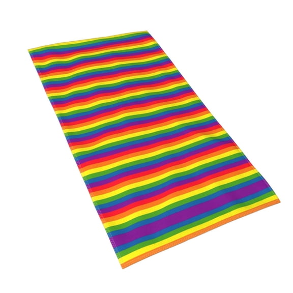 Face Towel Kitchen Tea Towel Rainbow Stripe Pattern Dish Washcloths Guest Towel Portable Bath Decorations 15.7 X 27.5 In