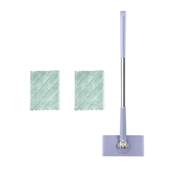 Face Towel Mop 37Inch Hands-Free Household Cleaning Tool for Bathroom Wall and Floor Versatile Lightweight Scrubber Multi-Surface Use with 2 Refill Pads