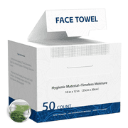 Disposable Face Towel, 10” x 12”, 100% Viscose Fibre, Disposable Face Towels for Women Cleansing Sensitive Skin, 50 Count（1 Pack）