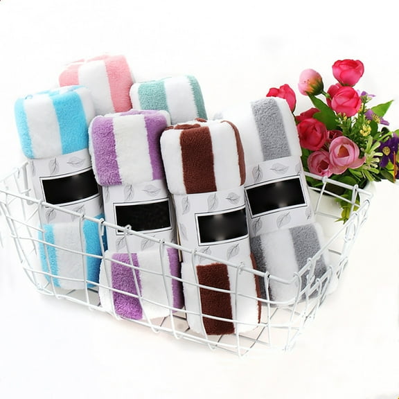 Face Towels Towel Striped Pattern Skin Kindly Water Absorption Reusable Thicken Washing Soft Cloth Kids Adults Bathing Coral Fleece Towel Shower Accessories A Towel